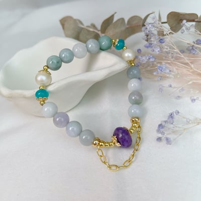 智慧貴人/吉祥平安-《紫龍晶緬甸玉珠手鍊》4