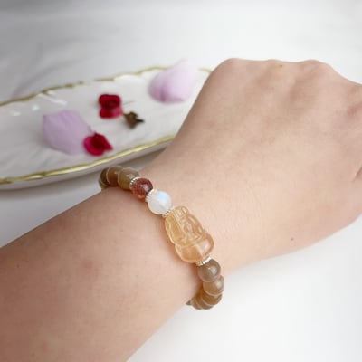 招財/避邪/能量平衡-《鹽源貔貅奶茶月光石手鍊》6
