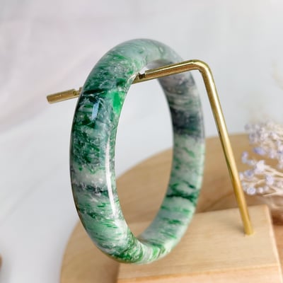 平安吉祥/養護磁場-《陽綠飄花帶烏雞玉手鐲》16