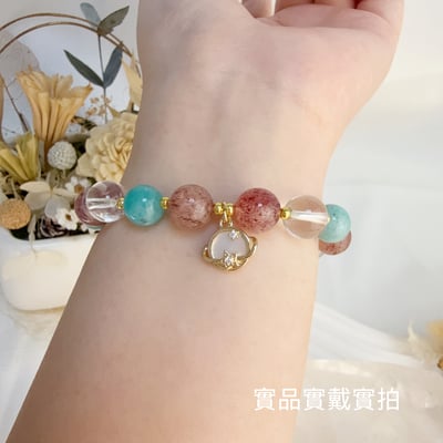貴人/正能量/思緒-《星球貝母草莓天河手鍊》6