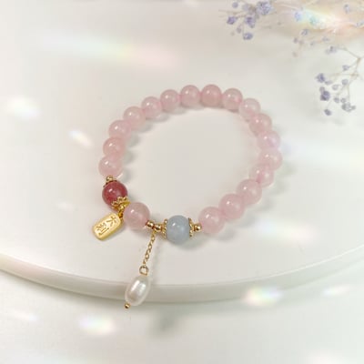 草莓粉晶·海藍寶手鍊4