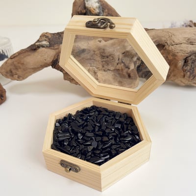 《水晶消磁淨化盒》-原木六角形10