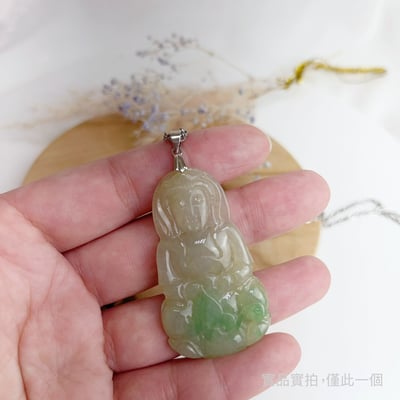 平安吉祥/心靈安定-《綠飄花緬甸玉觀音項鍊》16