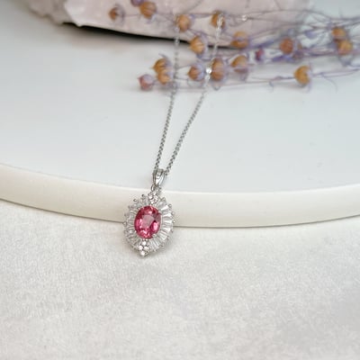 色澤濃郁/收藏級-《高檔粉碧璽項鍊》7