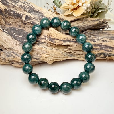 珍品收藏/守護的能量-《10mm緬甸玉油青種手鍊》3