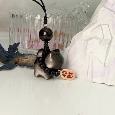 避邪/平安/招財-《銀曜貓咪吊飾》3