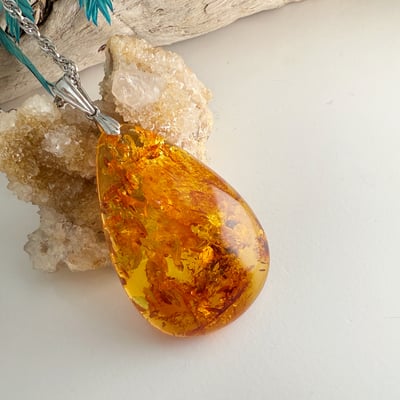 避邪擋煞/招財納福-《滿花黃金花珀琥珀項鍊》3