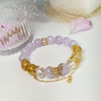 貴人運/財富-《銅蝴蝶薰衣紫黃水晶手鍊》5