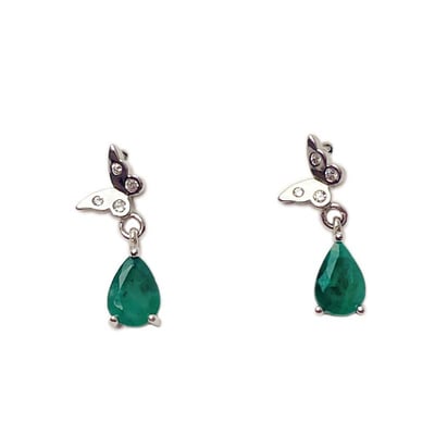 蝴蝶祖母綠耳環1