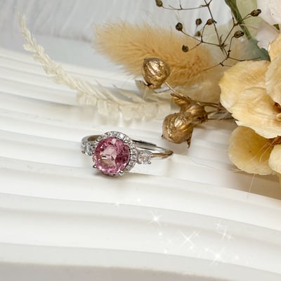 色澤濃郁/收藏級-《粉碧璽高雅時尚戒指》4