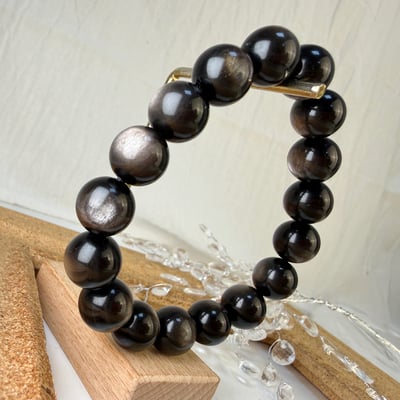 招財/避邪/防小人-《12mm高光銀曜手珠》4