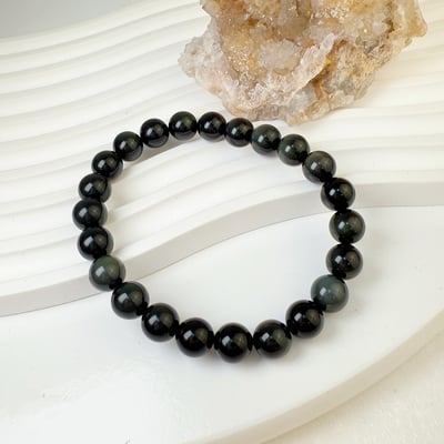 擋煞/避邪/防小人-《8mm墨西哥彩虹黑曜手珠》2