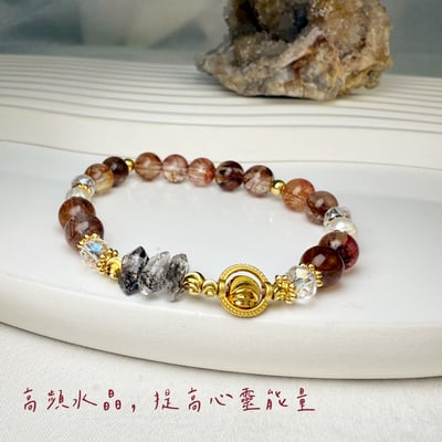 擋煞平安/健康/財富-《閃靈紅銅鈦水晶手鍊》5