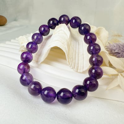 貴人/智慧/正能量-《10mm紫水晶素圈手鍊》2