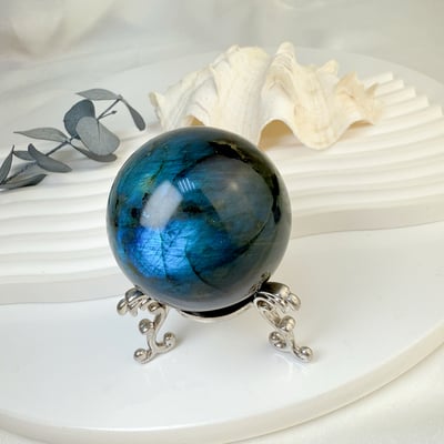 原礦球/磁場-《高閃光黑體拉長石球》A15