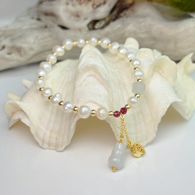 平安吉祥/養顏美容-《玉葫蘆珍珠手鍊》2