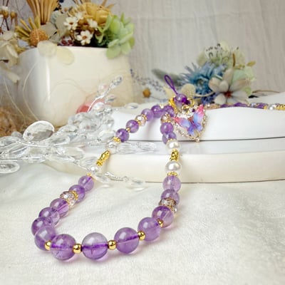 貴人/正能量/開運-《蝴蝶翩翩·紫水晶吊飾鍊》4