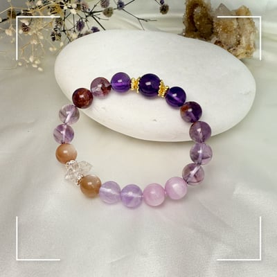 貴人/事業/擋煞-《雙尖閃靈紫礦水晶手鍊》2