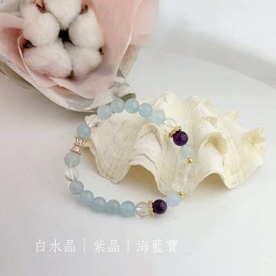 心靈/創新/溝通-《白水晶熊海藍寶手鍊》2