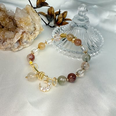 運勢/財富/小人-《月亮銅管多色髮晶手鍊》2