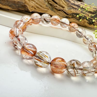 擋煞/招財-《10mm黑金超七素圈手鍊》3