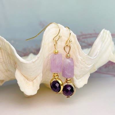 智慧/貴人-《薰衣草、烏拉圭紫晶耳環》2