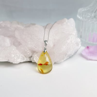 黃金花珀琥珀項鍊-44