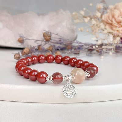 避邪擋煞 / 開運招財-《櫻花瑪瑙 草莓晶 帝王砂硃砂手鍊》5