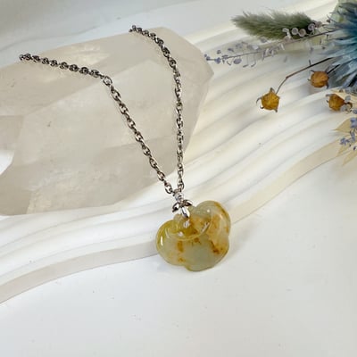 平安吉祥/心靈安定-《緬甸玉黃翡飄花如意項鍊》6