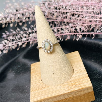 火光遊彩/透體料-《珍珠圈水晶蛋白石戒指》3