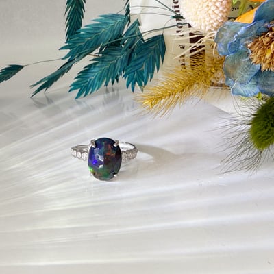 高光遊彩/鑲鑽設計-《黑蛋白歐泊戒指》6