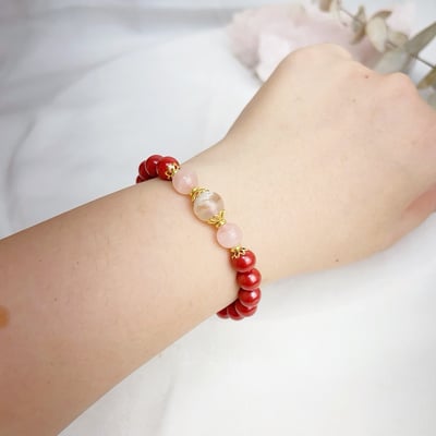 避邪擋煞/開運招財-《粉晶櫻花瑪瑙帝王砂手鍊》5