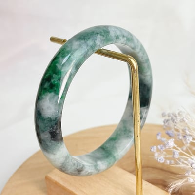 平安吉祥/養護磁場-《陽綠飄花帶烏雞玉手鐲》36