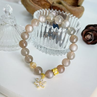 設計款-天然橙灰月光石手鍊3