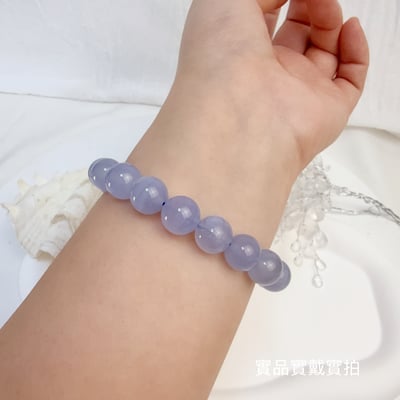 安定/溝通/靈性覺察-《11mm透料藍紋瑪瑙手鍊》4