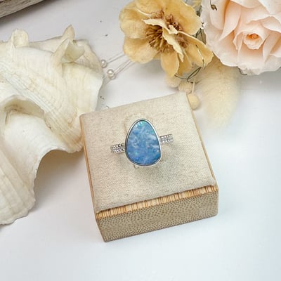 獨特稀有/火彩/歐珀-《澳洲藍蛋白石戒指》6