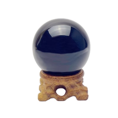 彩虹黑曜球原木座擺件1