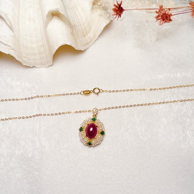 巴洛克蛋面紅寶項鍊5