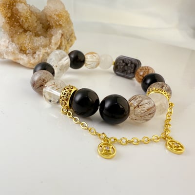 擋煞/招財-《黑金超水晶金鍊手鍊》4