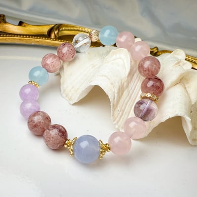 好運/正能量/好人緣-《骨幹草莓繽紛多彩水晶手鍊》2