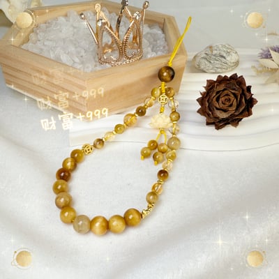 招財納福/蓮花靜心-《黃金虎眼蓮花手機繩吊飾》5