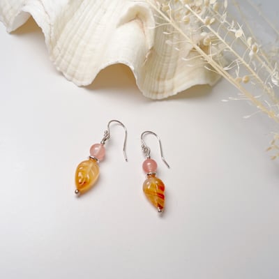 蜜糖玉髓葉子耳環3