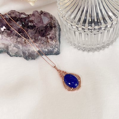 蛋面青金石玫瑰金項鍊4