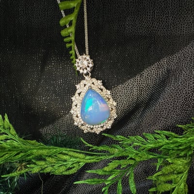 高韻光遊彩/透體料-《頂級高光遊彩蛋白石珠寶項鍊》厚料水滴4