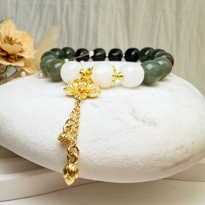 平安/招財/珍藏-《蓮花漸層和田玉手鍊》3