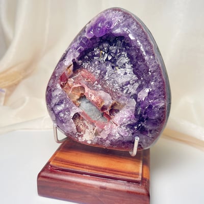 紫水晶共生幽靈水晶奇石水晶座2