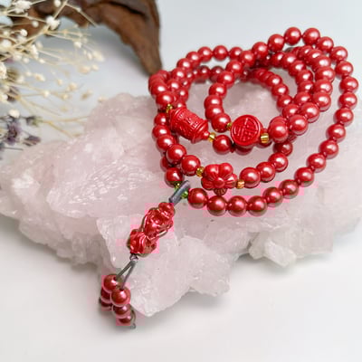 避邪擋煞/開運招財-《6mm貔貅帝王砂108唸珠》硃砂1