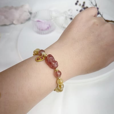 招財旺運勢-《草莓晶貔貅鈦晶手鍊》6