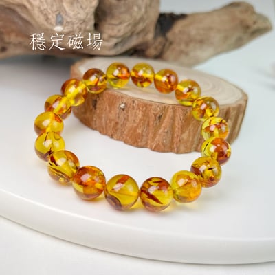 收藏級/天然琥珀-《11.5mm黃金花珀/琥珀手珠》3