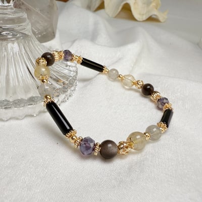 時尚設計/平安招財《柱形黑瑪瑙水晶手鍊》6